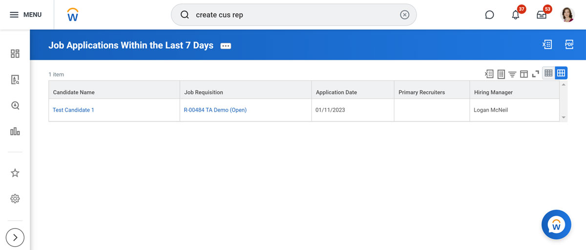 cr job applications within last 7 days